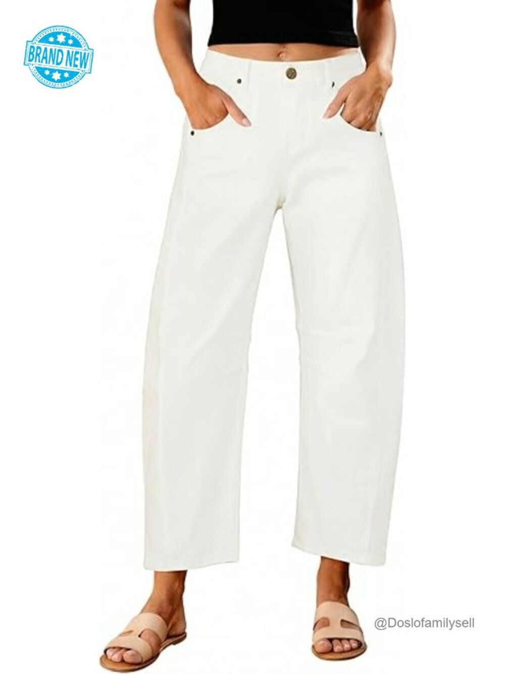 High Waisted Wide Leg Baggy Cropped Barrel Jeans Stretch Denim